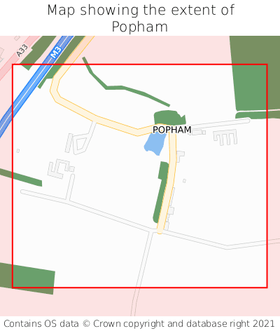Map showing extent of Popham as bounding box