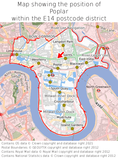 Map showing location of Poplar within E14