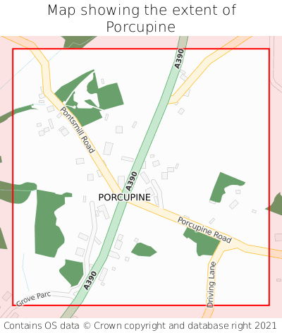 Map showing extent of Porcupine as bounding box