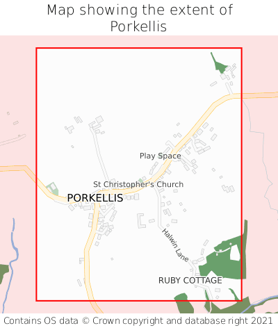 Map showing extent of Porkellis as bounding box