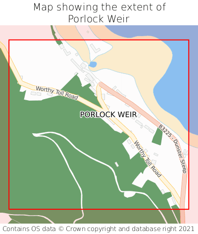 Map showing extent of Porlock Weir as bounding box