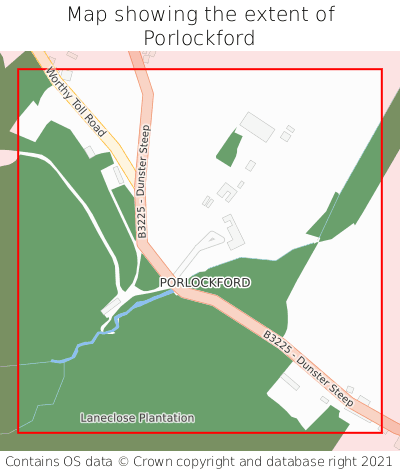 Map showing extent of Porlockford as bounding box