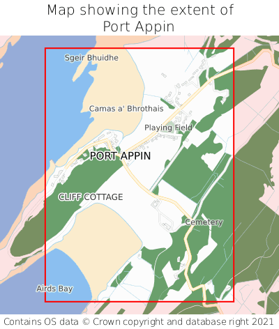 Map showing extent of Port Appin as bounding box