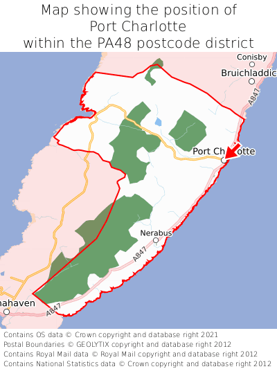 Map showing location of Port Charlotte within PA48