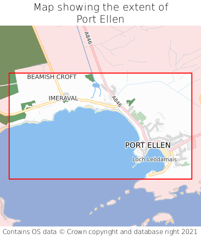 Map showing extent of Port Ellen as bounding box