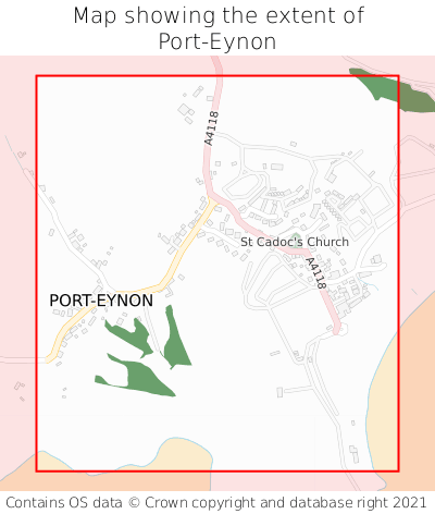 Map showing extent of Port-Eynon as bounding box