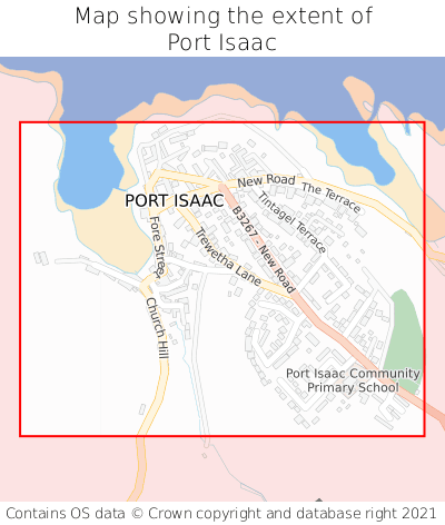 Map showing extent of Port Isaac as bounding box