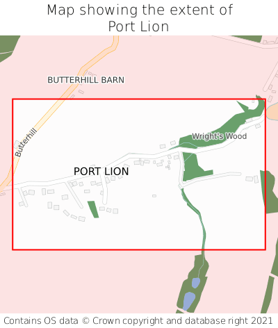 Map showing extent of Port Lion as bounding box