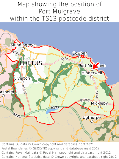 Map showing location of Port Mulgrave within TS13