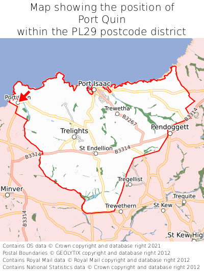 Map showing location of Port Quin within PL29