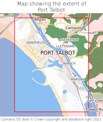 Map showing extent of Port Talbot as bounding box