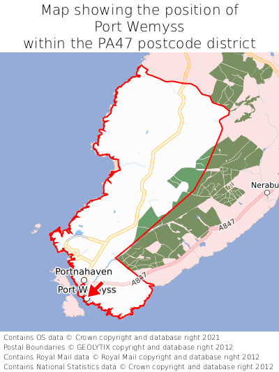 Map showing location of Port Wemyss within PA47