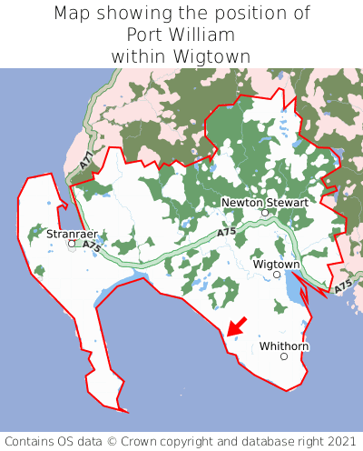 Map showing location of Port William within Wigtown