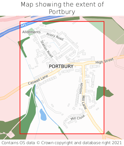 Map showing extent of Portbury as bounding box