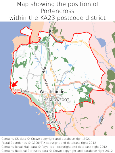 Map showing location of Portencross within KA23