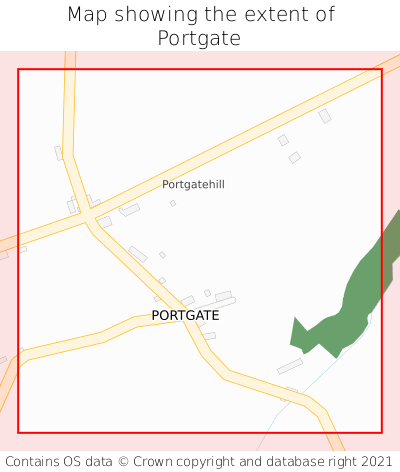 Map showing extent of Portgate as bounding box