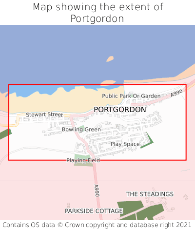 Map showing extent of Portgordon as bounding box