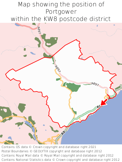 Map showing location of Portgower within KW8