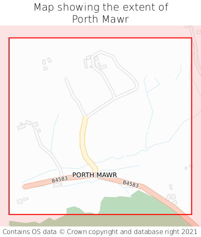 Map showing extent of Porth Mawr as bounding box