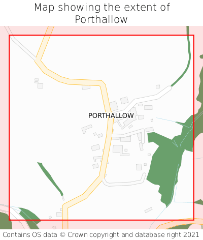 Map showing extent of Porthallow as bounding box