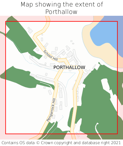 Map showing extent of Porthallow as bounding box