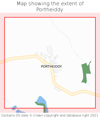 Map showing extent of Portheiddy as bounding box