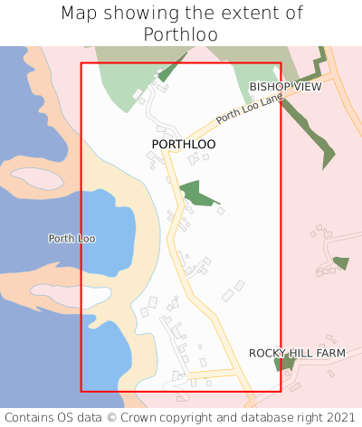 Map showing extent of Porthloo as bounding box