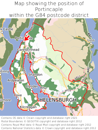 Map showing location of Portincaple within G84