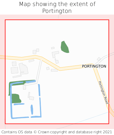 Map showing extent of Portington as bounding box