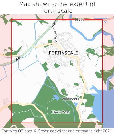 Map showing extent of Portinscale as bounding box