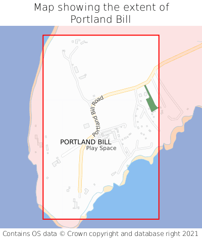 Map showing extent of Portland Bill as bounding box