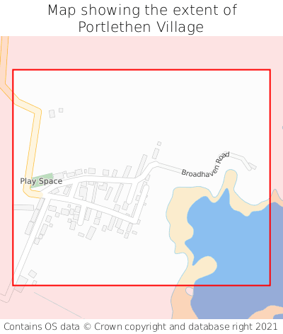 Map showing extent of Portlethen Village as bounding box