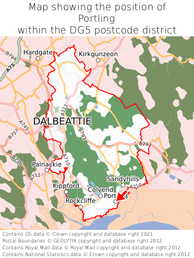 Map showing location of Portling within DG5