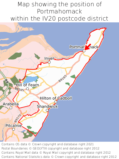 Map showing location of Portmahomack within IV20