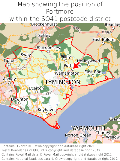 Map showing location of Portmore within SO41