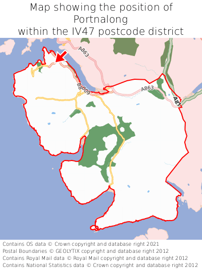 Map showing location of Portnalong within IV47