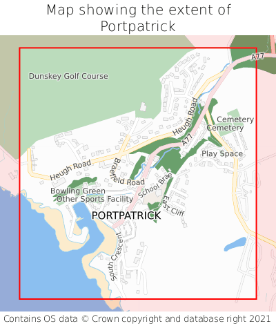 Map showing extent of Portpatrick as bounding box