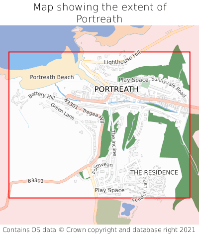Map showing extent of Portreath as bounding box