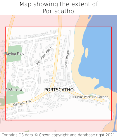 Map showing extent of Portscatho as bounding box