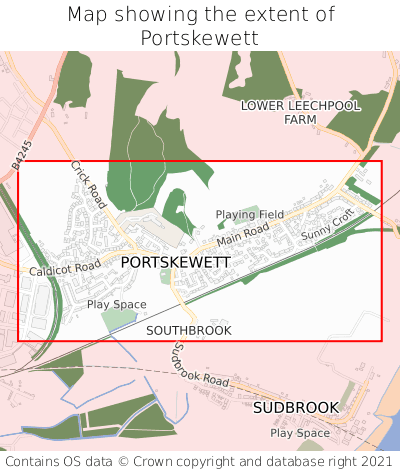 Map showing extent of Portskewett as bounding box