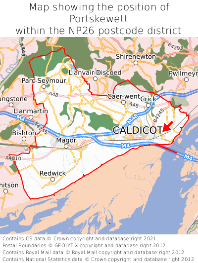 Map showing location of Portskewett within NP26