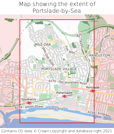 Map showing extent of Portslade-by-Sea as bounding box