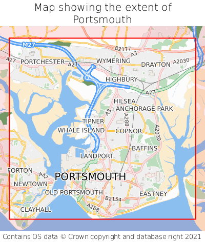 Map showing extent of Portsmouth as bounding box