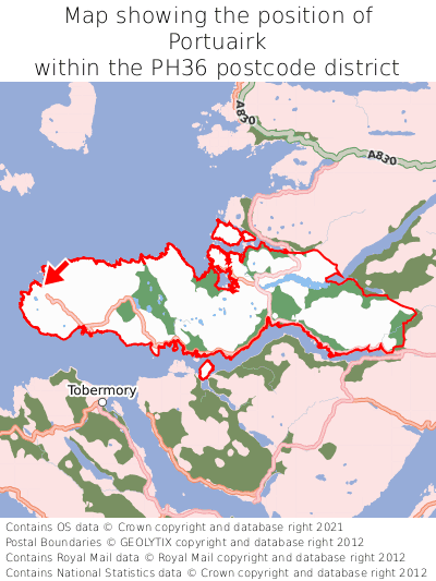 Map showing location of Portuairk within PH36