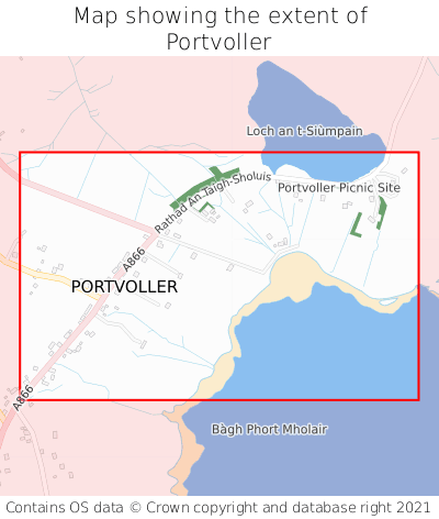 Map showing extent of Portvoller as bounding box