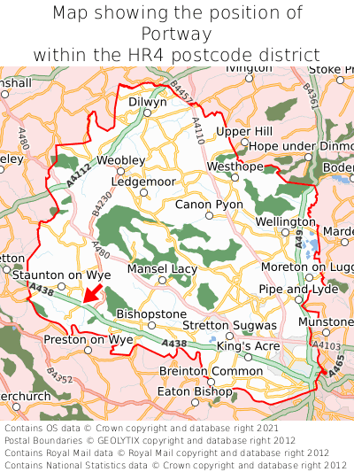 Map showing location of Portway within HR4