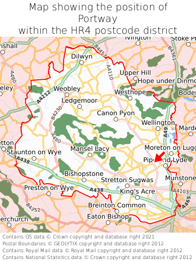 Map showing location of Portway within HR4
