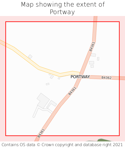 Map showing extent of Portway as bounding box