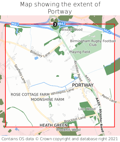 Map showing extent of Portway as bounding box