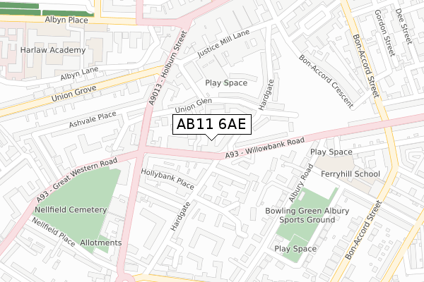 AB11 6AE map - large scale - OS Open Zoomstack (Ordnance Survey) AB11 6AE map - large scale - OS Open Zoomstack (Ordnance Survey)